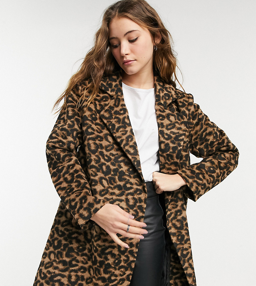 Wednesday's Girl tailored coat in leopard print-Brown