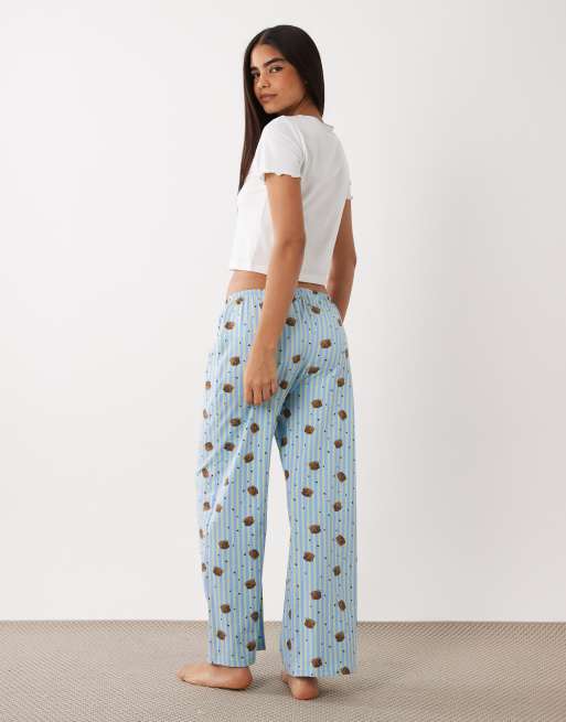 Wednesdays Girl tee and trouser pyjama set in pancake blue stripe, 4 of 4