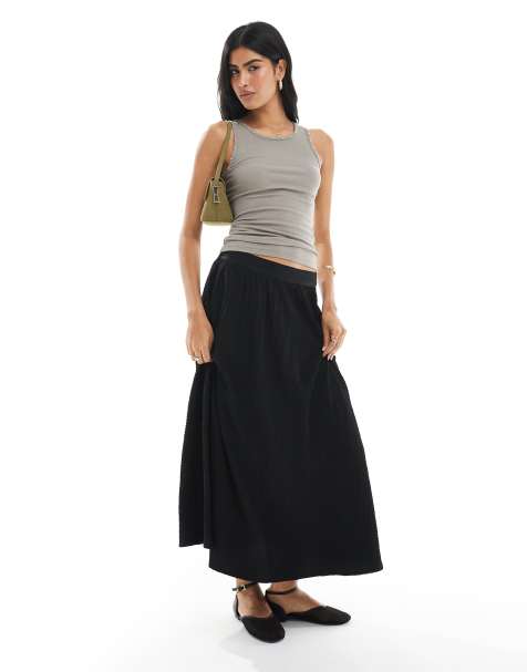 Wednesday's Girl textured midi skirt in black - view 1