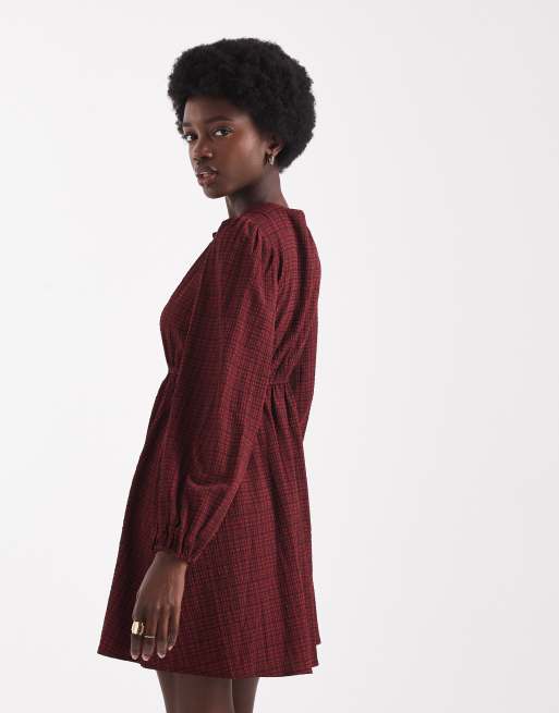 red plaid dress mini 100% Cotton Navy Plaid Mini Dress - All Dresses