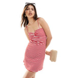 [Wednesday's Girl] Wednesday's Girl textured stripe mini cami dress in red and white L Red/white stripe