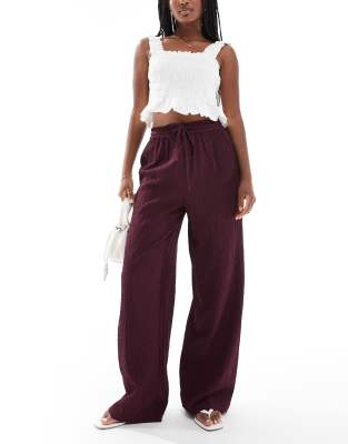 Wednesday's Girl Textured Wide Leg Pants In Red