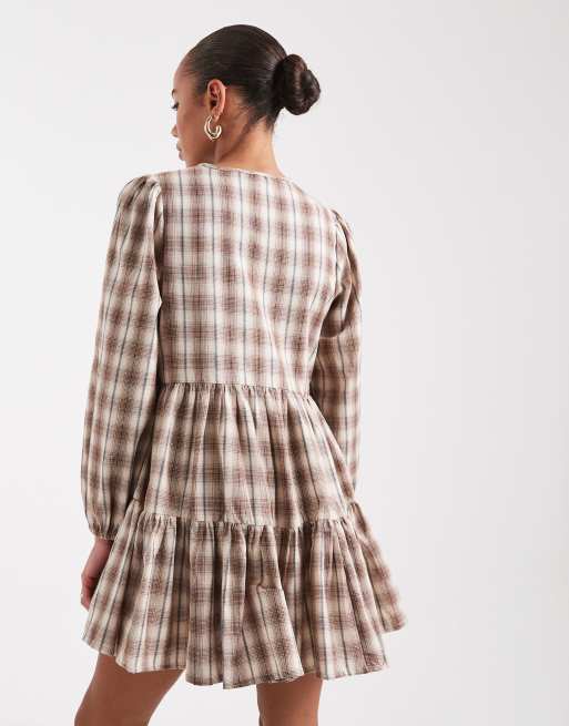 beige smock dresses Lainey Smocked Dotted Midi Dress main image 1