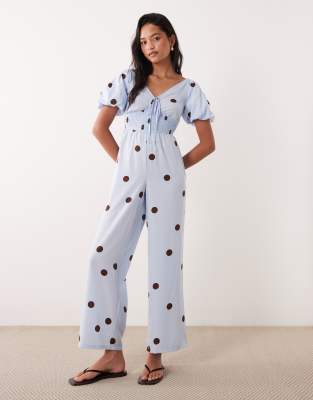 Wednesday's Girl Wednesdays Girl Tie Detail Romper In Blue