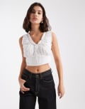 [Wednesday's Girl] Wednesday's Girl tie front cropped cami in white XL WHITE