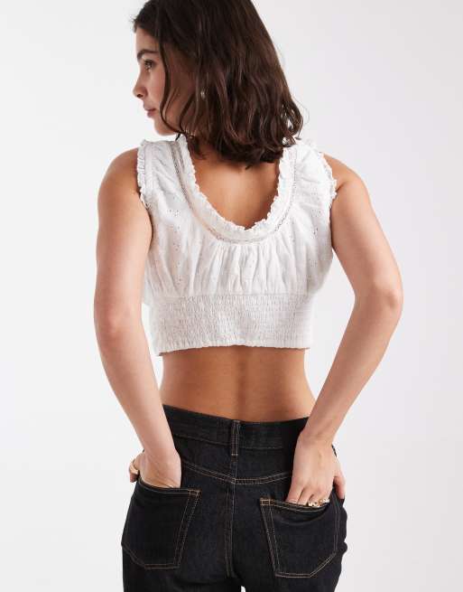 Wednesday's Girl tie front cropped cami in white, 4 of 4