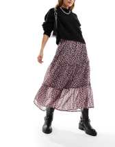 Liquorish leopard print pleated midi skirt 2025 with contrast hem