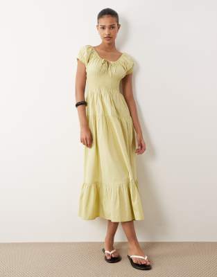 Wednesday's Girl Tiered Midaxi Dress In Green