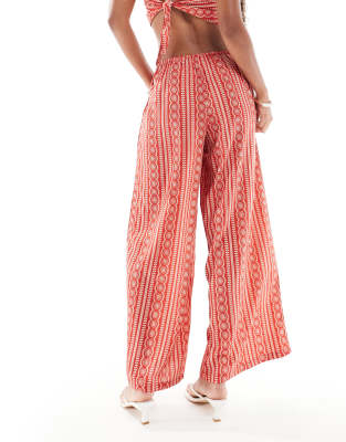 Wednesday's Girl Tile Print Wide Leg Beach Pants