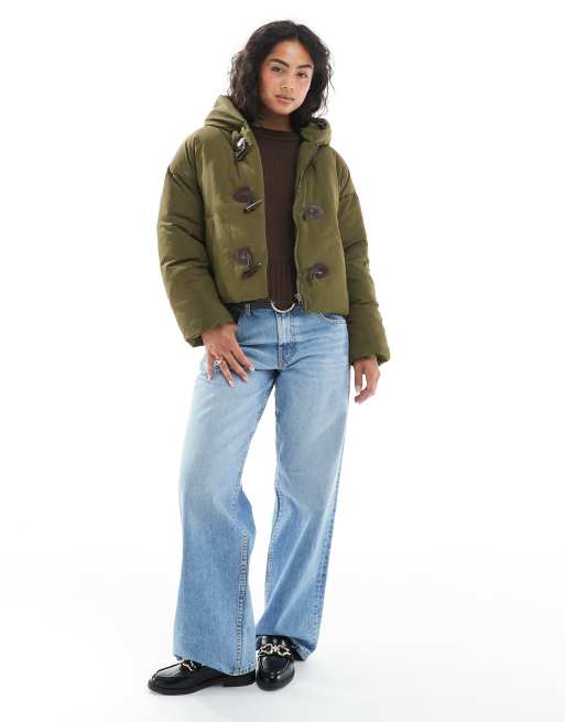 Wednesday's Girl toggle detail cropped jacket in olive | ASOS