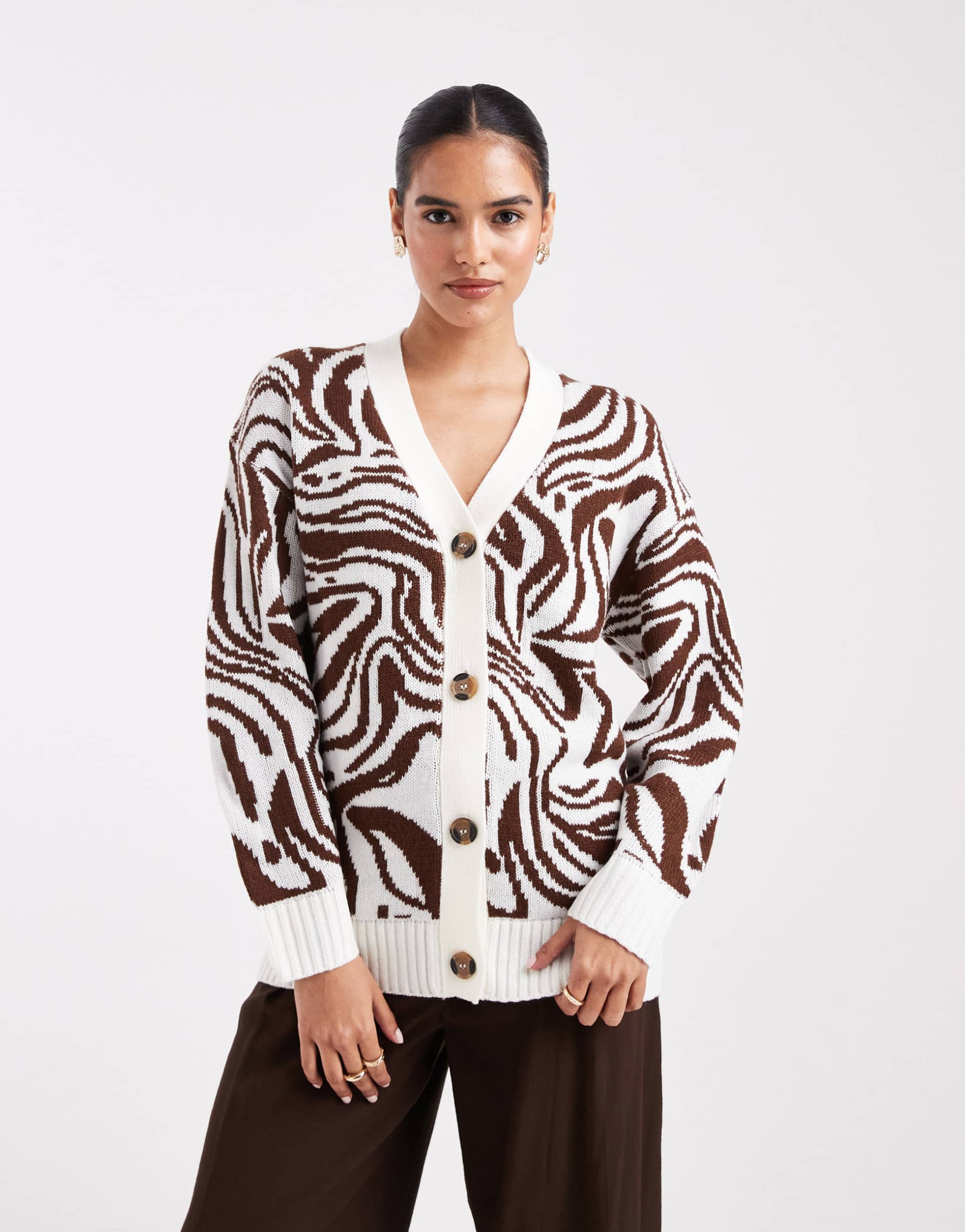 wednesday's girl v-neck cardigan in zebra print