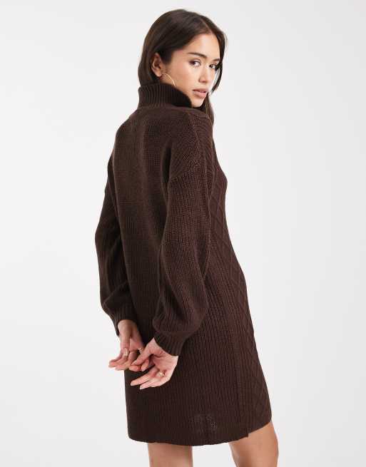 chocolate brown sweater dress Marsella Tie Waist Mini Sweater Dress – VICI