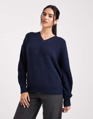 Wednesday's Girl V Neck Sweater In Blue