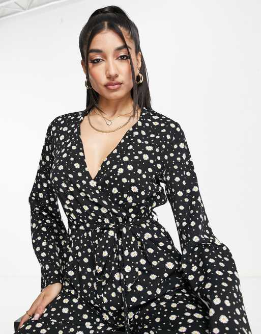 Polka dot jumpsuit long sleeve clearance