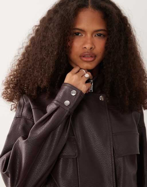 Wednesdays Girl veste oversize à poches couleur prune, 3 de 4