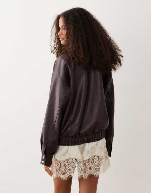 Wednesdays Girl veste oversize à poches couleur prune, 4 de 4