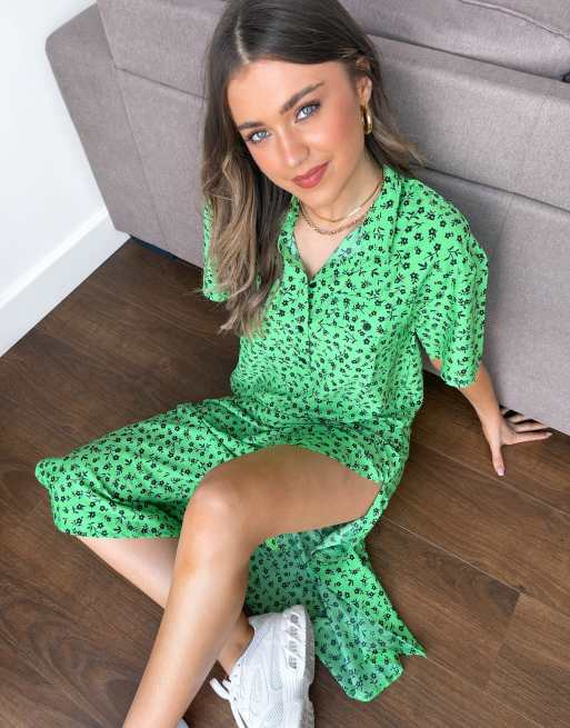 Wednesday's Girl - Vestito camicia midi comodo a fiorellini