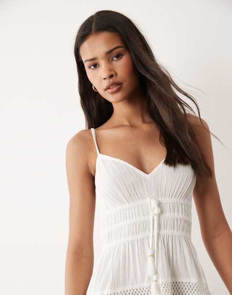 Wednesdays Girl - Vestito corto da spiaggia all'uncinetto bianco con nappe - view 1