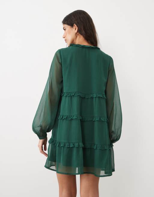 Wednesday's Girl vestito grembiule a balze verde, 4 di 4