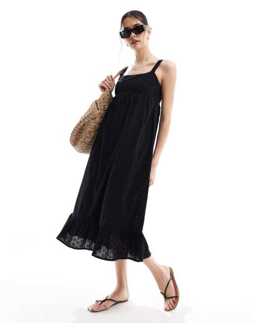 Wednesday's Girl - Vestito midi con spalline sottili in pizzo nero