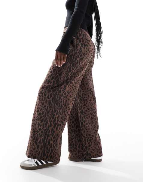 Wednesday's Girl – Weit geschnittene Hose in Braun mit strukturiertem Leopardenmuster - view 1