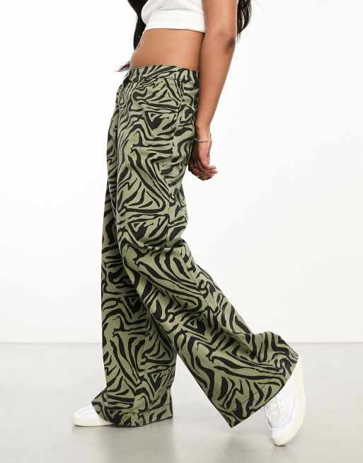 Heartbreak wide leg trousers in zebra print