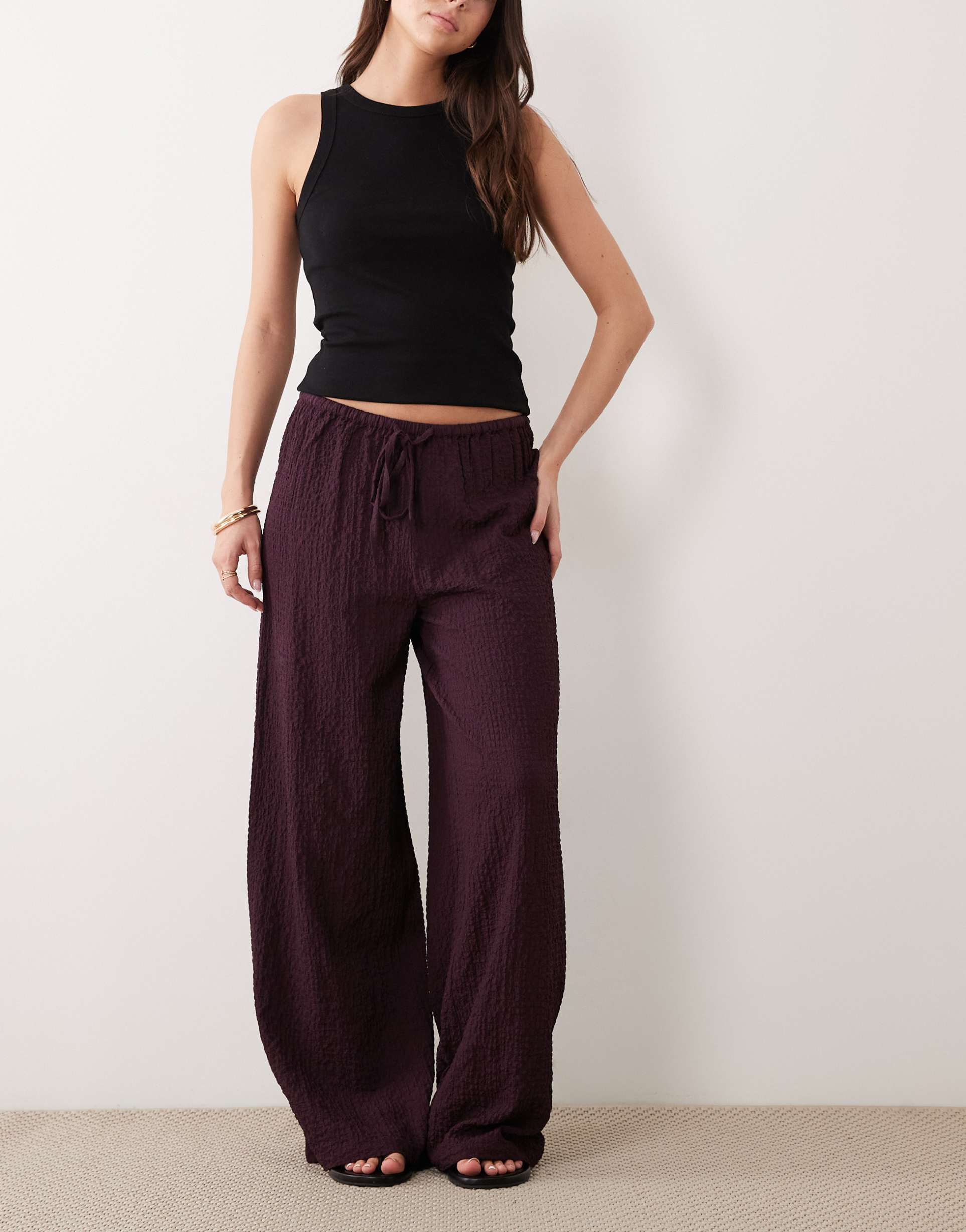 wednesday's girl wide leg pants in deep purple
