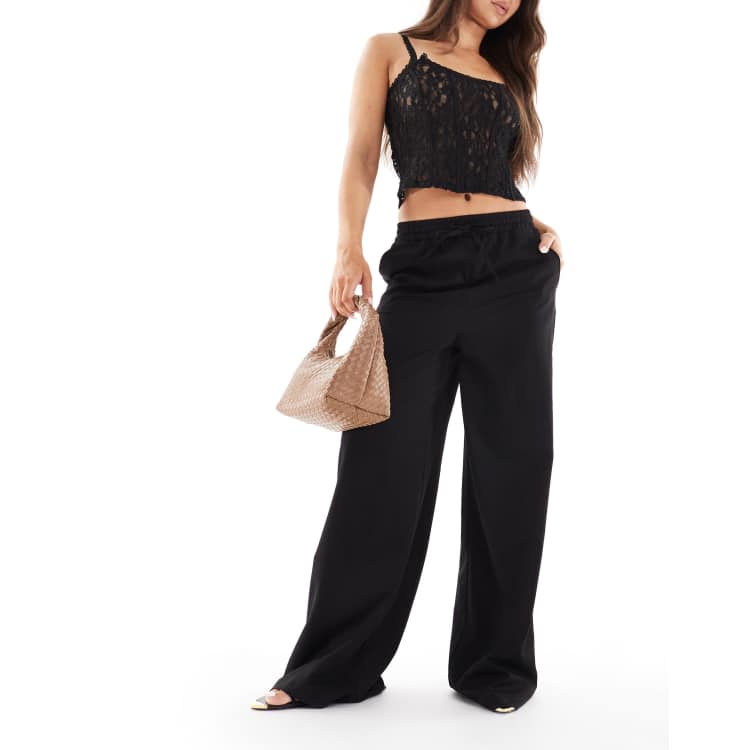 Wednesday's Girl wide leg slouchy pants in black | ASOS