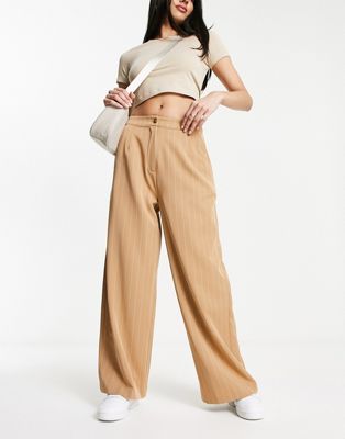 Wednesday's Girl wide leg tailored trousers in pin stripe
