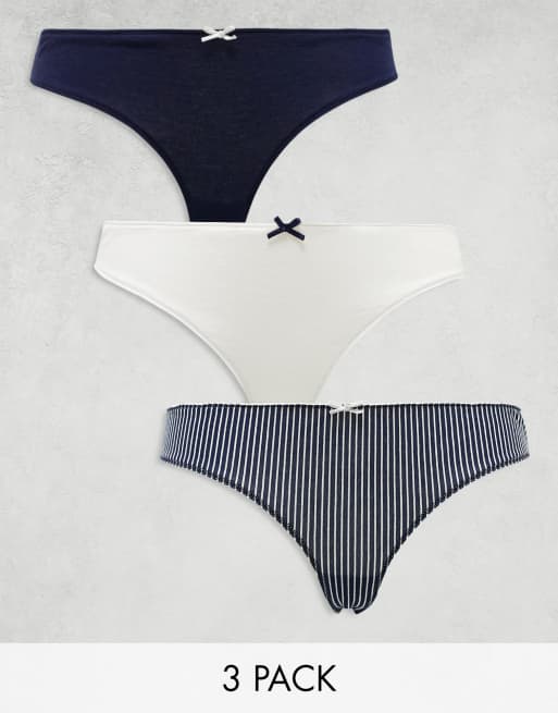 Wednesday's Girl – Zestaw 3 par granatowych fig w paski