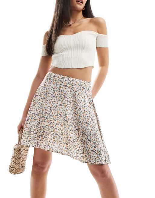 Wednesday's Girl - Zwierige mini rok van kaasdoek met fijne bloemenprint in multi