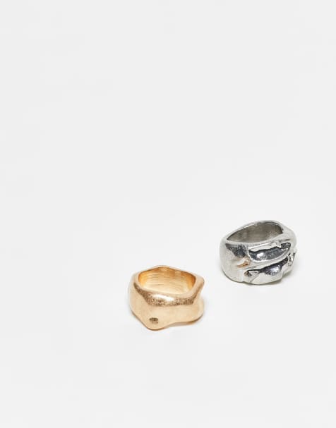 Weekday 2-pack abstract rings in silver and gold - view 1