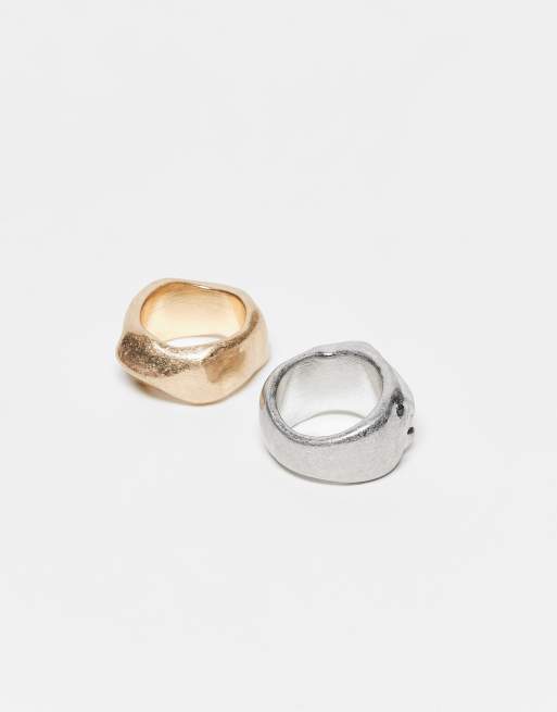 Weekday 2-pack abstract rings in silver and gold | ASOS