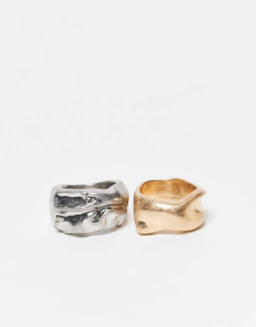 Weekday 2-pack abstract rings in silver and gold | ASOS