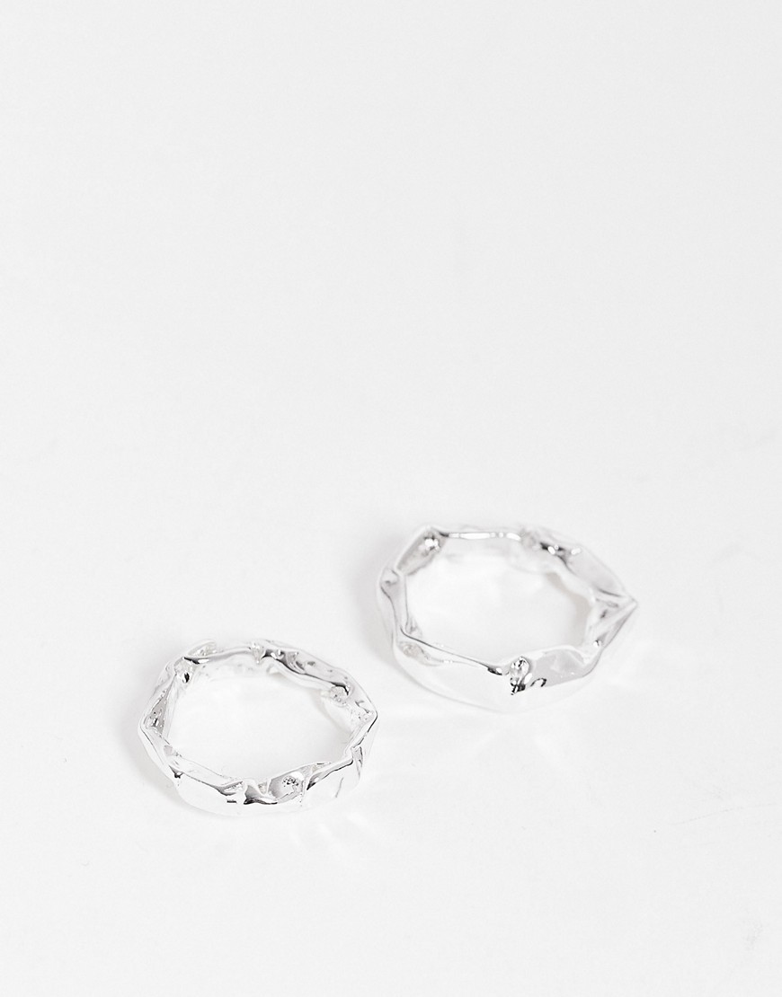 Weekday 2 pack hammered rings in silver