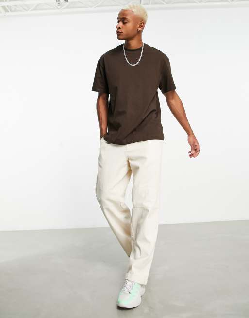 Weekday 2-pack oversized T-shirts in beige and brown | ASOS