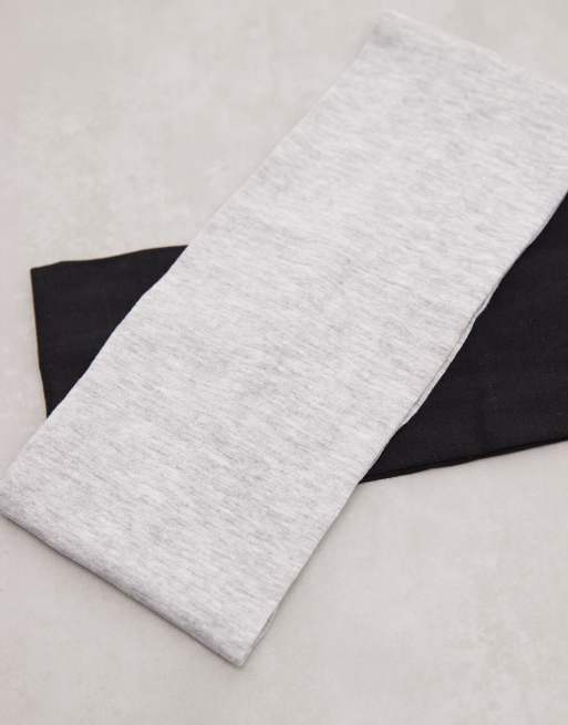Weekday 2-pack wide jersey headbands in black & gray melange, 2 of 3