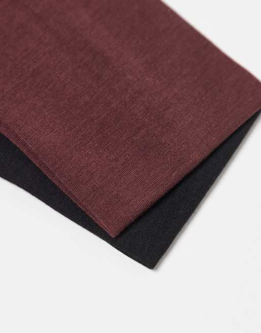 Weekday – 2er-Pack breite Jersey-Stirnbänder in Schwarz und Burgunderrot, exklusiv bei ASOS, 2 von 3