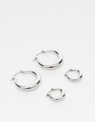 Weekday - 2er-Pack Creolen in Silberoptik