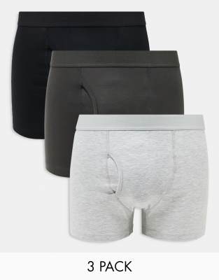 Weekday 3 pack boxer briefs in black and grey ASOS