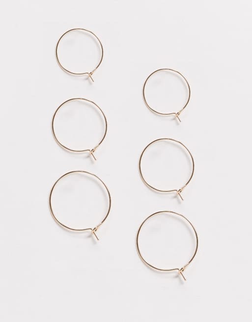 Weekday 3 pack hooped earring pack in gold