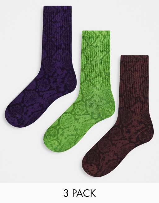 Weekday 3 pack socks in multi snake 