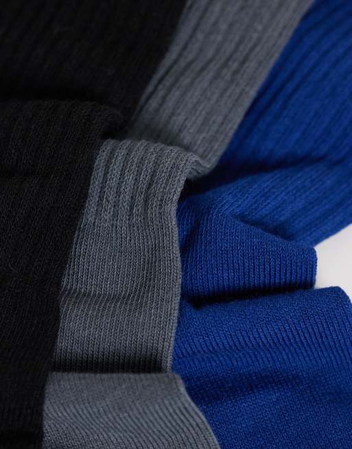Weekday 3-pack sport style socks in blue grey & black, 2 of 3
