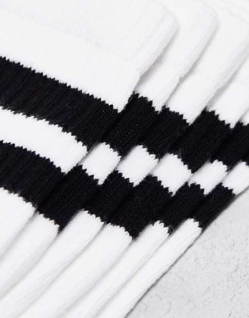Weekday 3-pack stripe sport socks in white with black stripe, 2 of 4