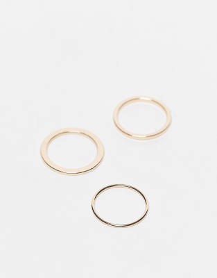 Weekday - 3er-Pack Ringe in Goldoptik-Goldfarben