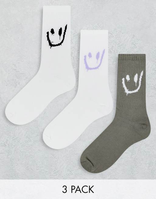 Weekday – 3er-Pack Sportsocken in verschiedenen Farben mit Grafikmotiv im tropfenden Design