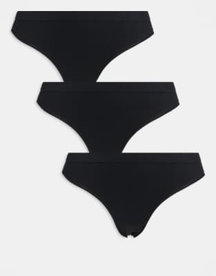 Weekday - 3er-Pack weiche, nahtlose Slips in Schwarz