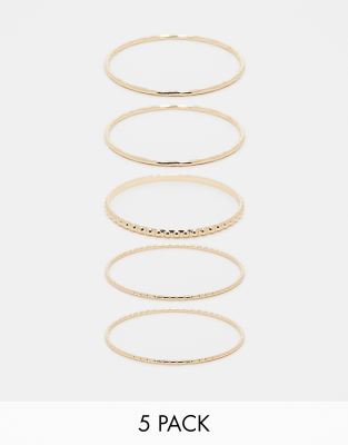 5-pack bangle bracelets in gold