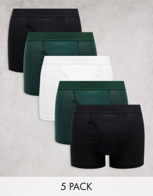 Weekday 5-pack boxer briefs in black green and white - ASOS Price Checker