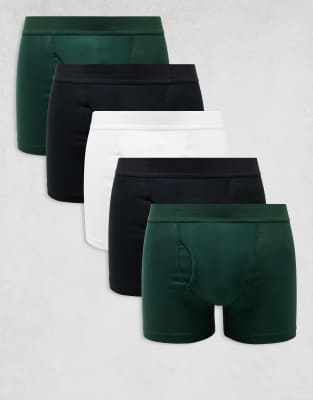 5-pack boxer briefs in black green and white